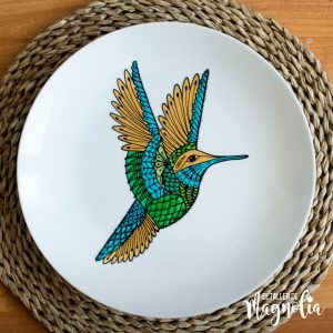 Plato Picaflor - Pintura en Loza