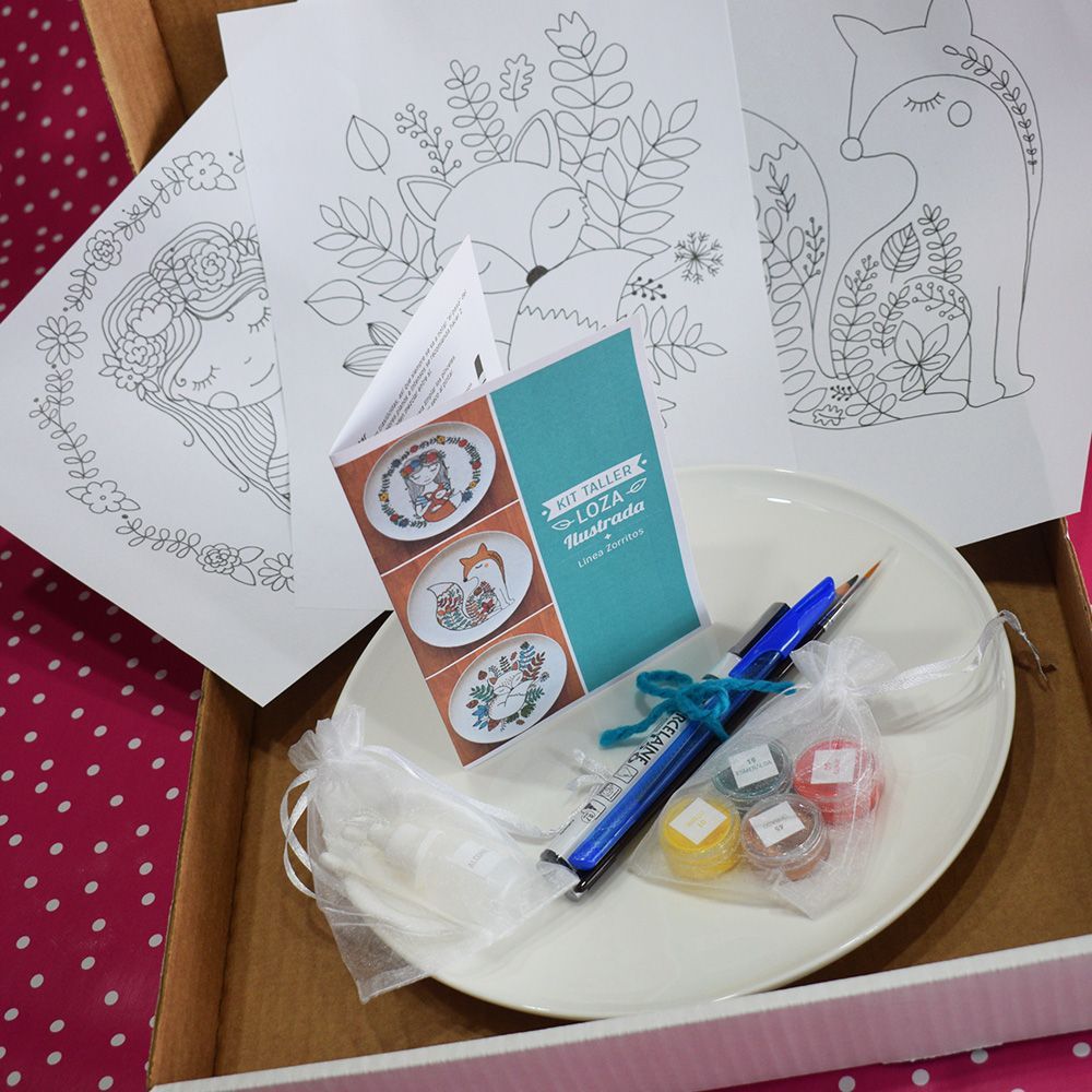 Kit Taller Loza Ilustrada - Línea Zorritos