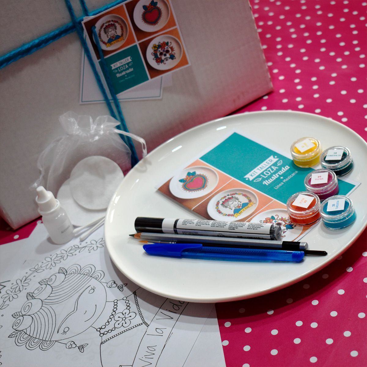 Kit Taller Loza Ilustrada - linea Mexicana