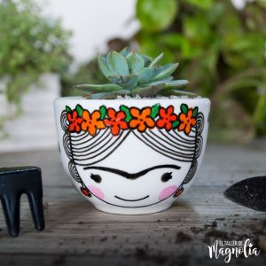 Suculenta Frida Maceterito Pintado a Mano