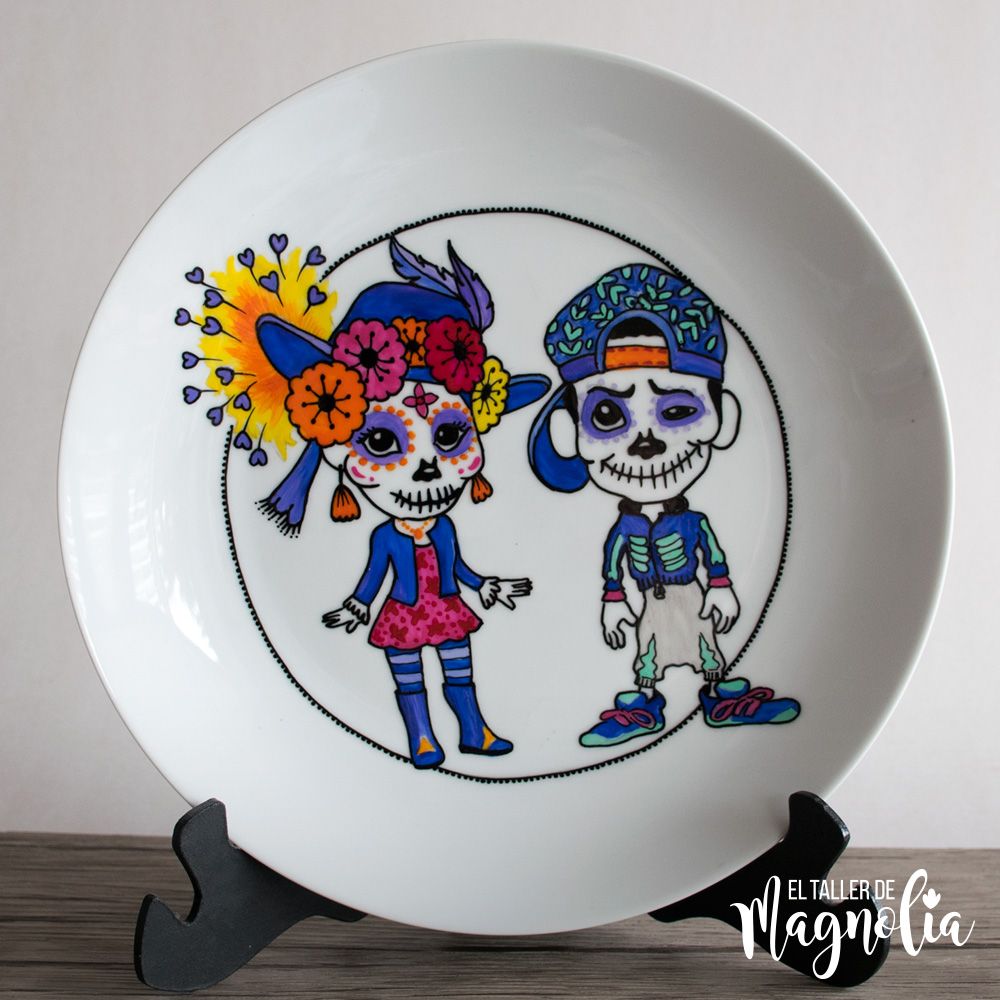 Plato Pareja Catrina - Pintura en Loza